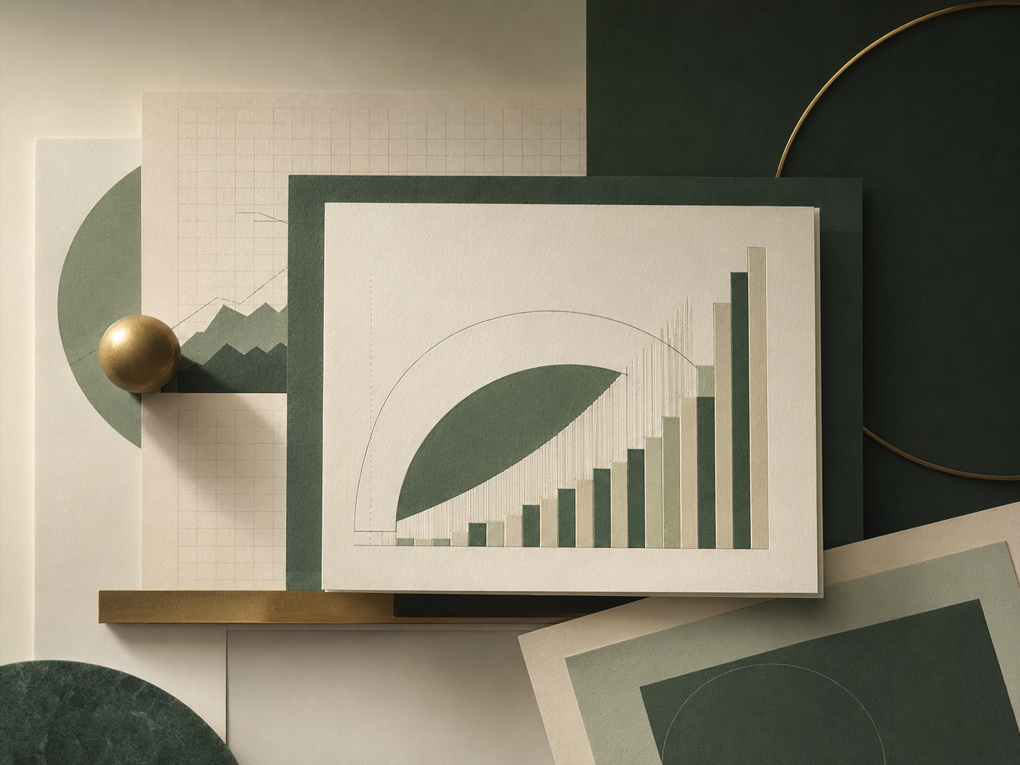 Editorial composition suggesting analysis and industrial planning